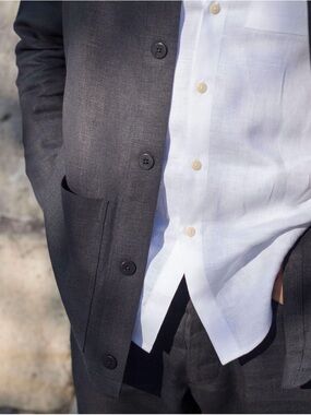 Alex Crane Night Black Linen Blazer and Pants Set